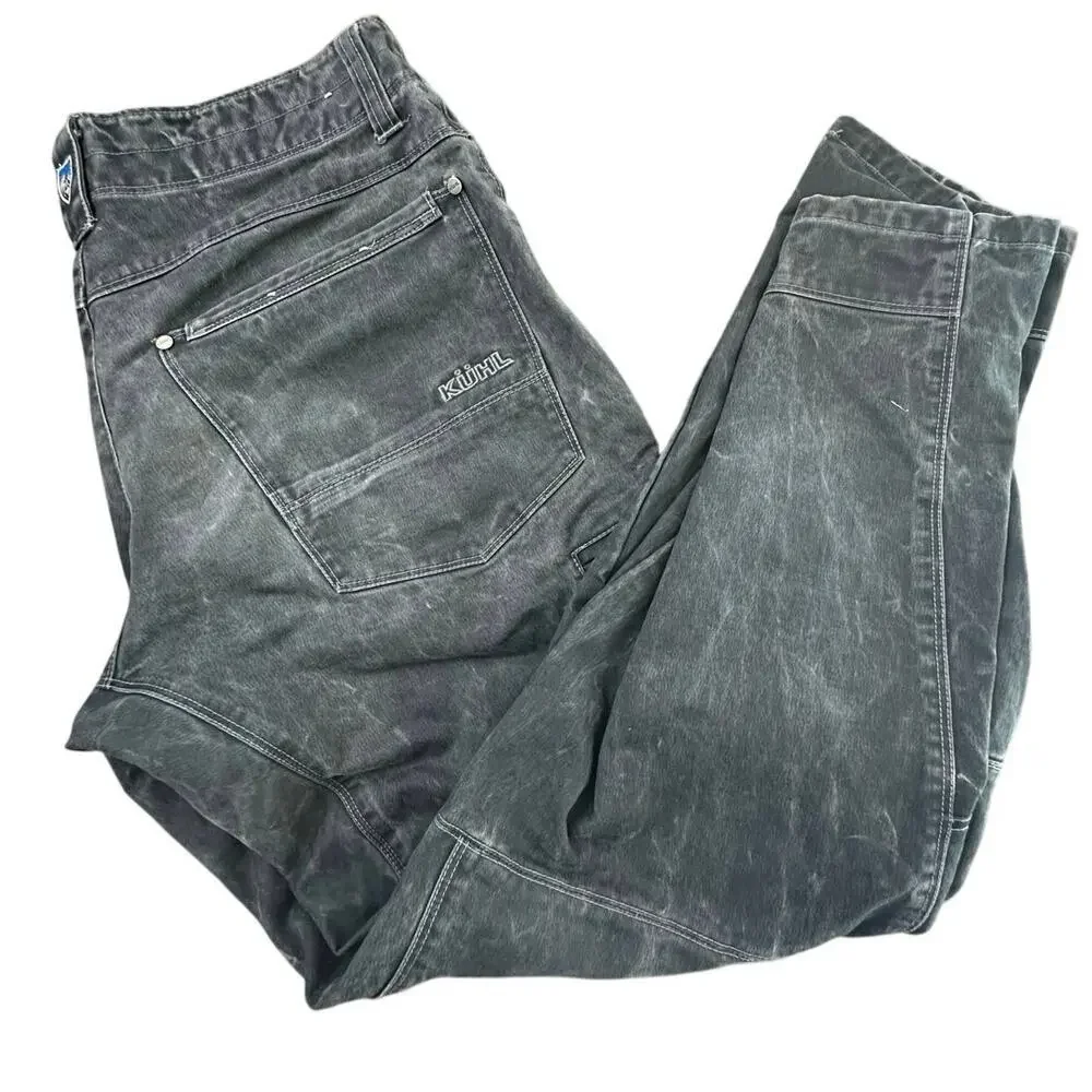 Kuhl Men's Dark Gray Distressed Dyed Look Straight Leg Denim Jeans Size 32X30